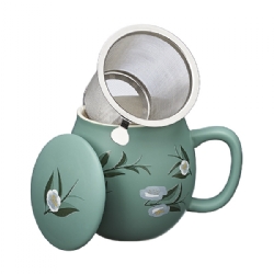 Camelia Camilla Tea mug with lid and stainless steel infuser, 0,35 lt, Matt Celadon Green