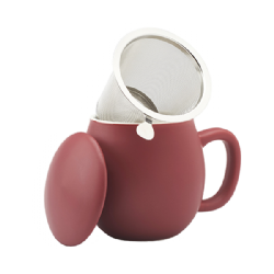 Camilla Tea mug with lid and stainless steel infuser 0,35 lt, Matt Bordeaux