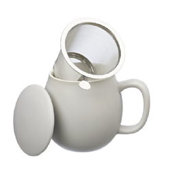 Camilla Tea mug with lid and stainless steel infuser, 0,35 lt, Matt Light Grey
